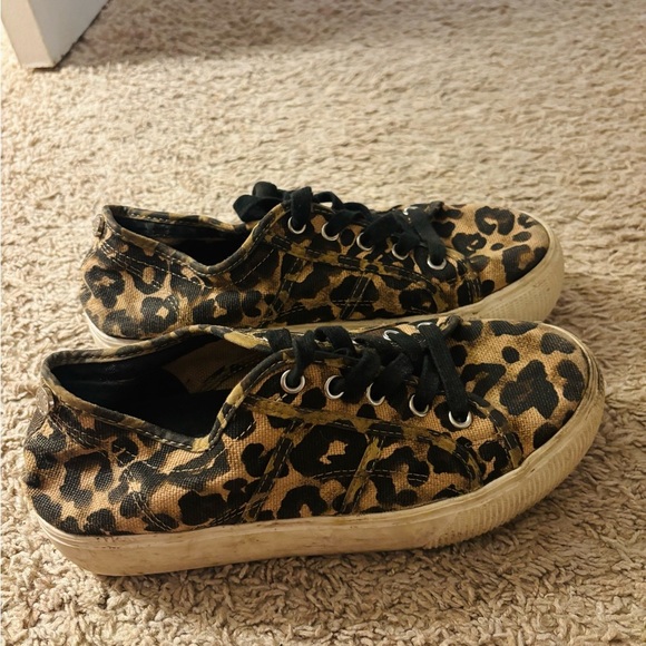 Steve Madden Black and Tan Leopard Platform Sneakers - Picture 2 of 3